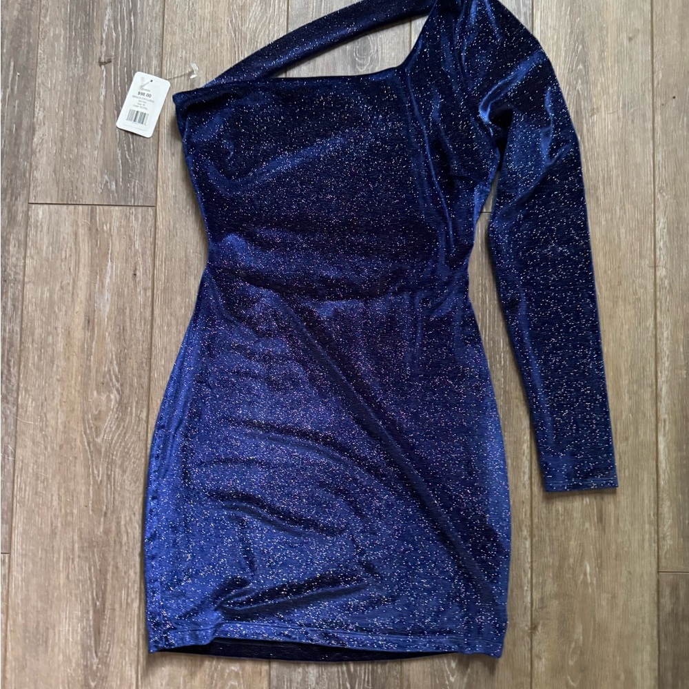 Elegant Blue One-Shoulder Dress